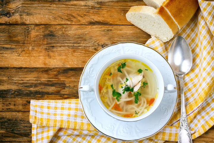 A bowl of clear noodle soup is a good way to stave off mid-day hunger pangs