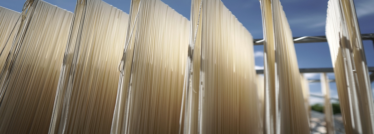 Noodles made of flour and water have to be sun dried for 2 days.