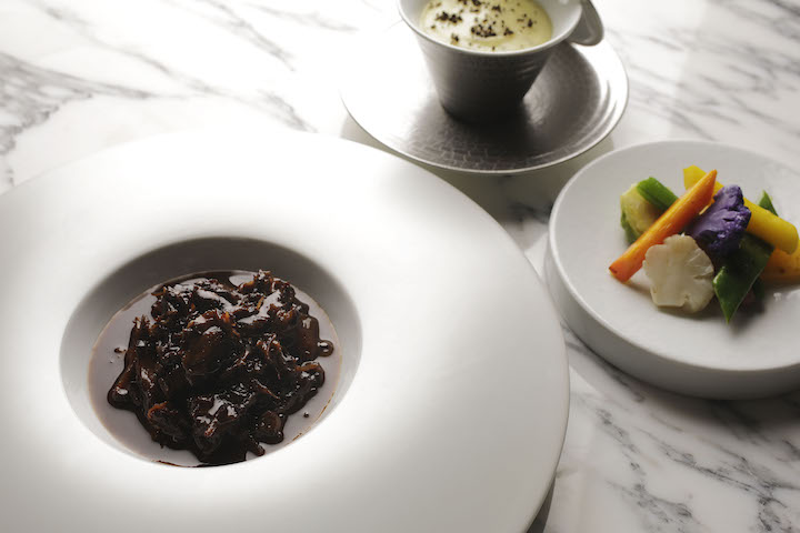 Bouchet says this dish of slow-cooked oxtail with mashed potato and black truffle encapsulates his culinary philosophy.